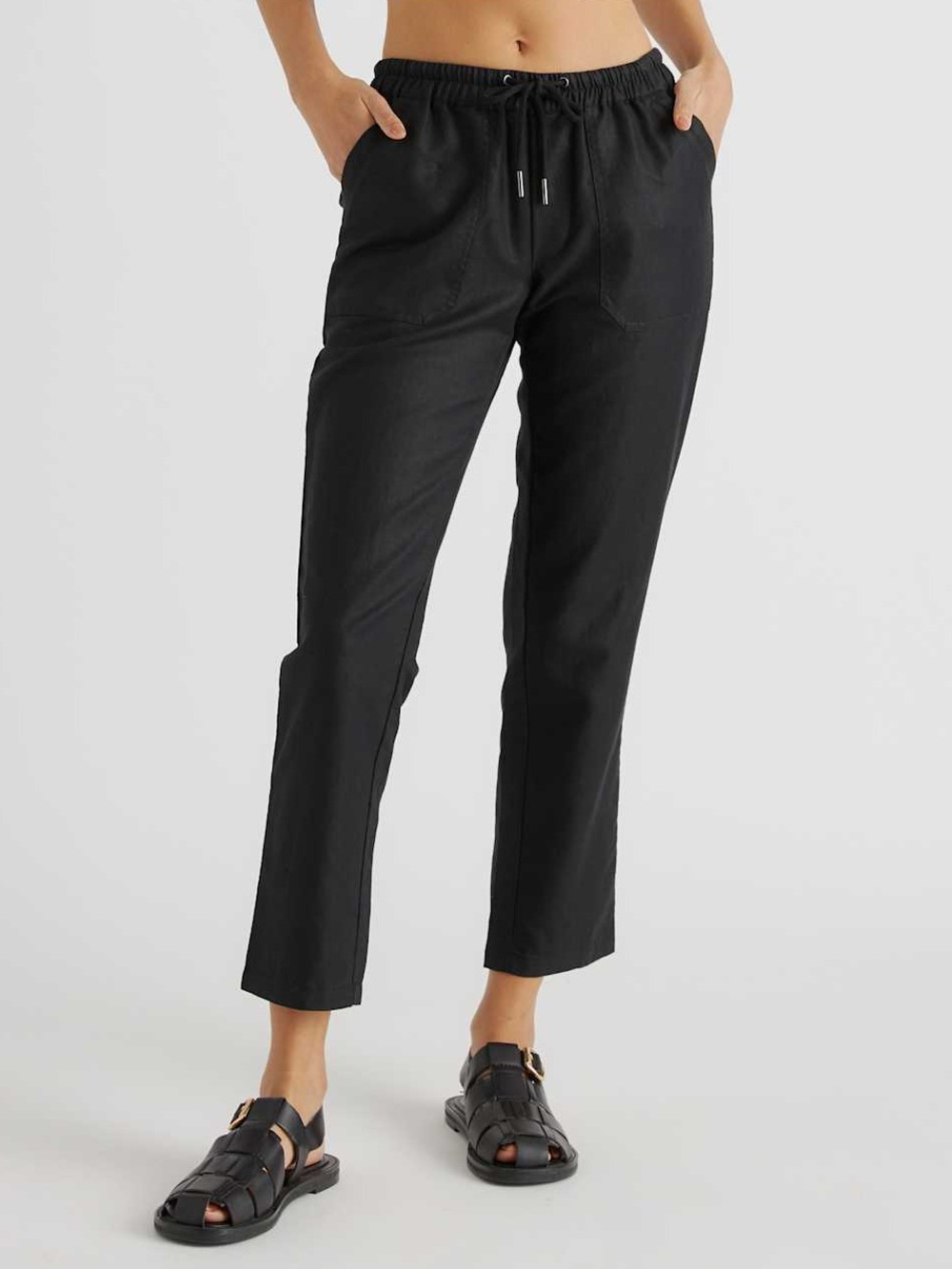 NWT Quince Cotton Linen Twill Straight Leg Pants Black